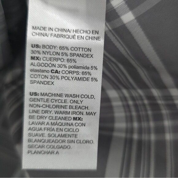 Chicos Plaid Poplin Button Down Top Womens 12 Billow Sleeves Gray Career Office - Picture 9 of 13